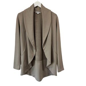 James Perse Cardigan Jacket Medium 2 Taupe French Terry Draped Open Front Blazer